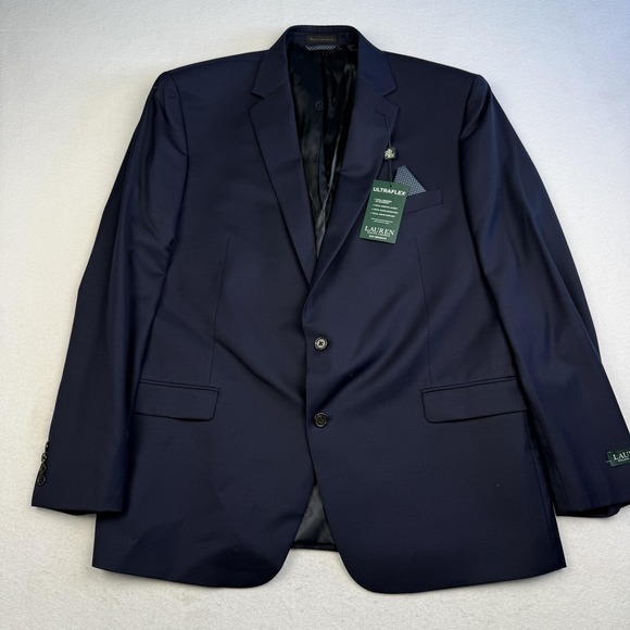 Lauren Ralph Lauren Suit Jacket Mens 48L Navy Wool Ultraflex Stretch Separate